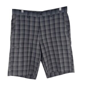 Perry Ellis Gray Plaid Lightweight Cargo Golf‎ Shorts Size 32
